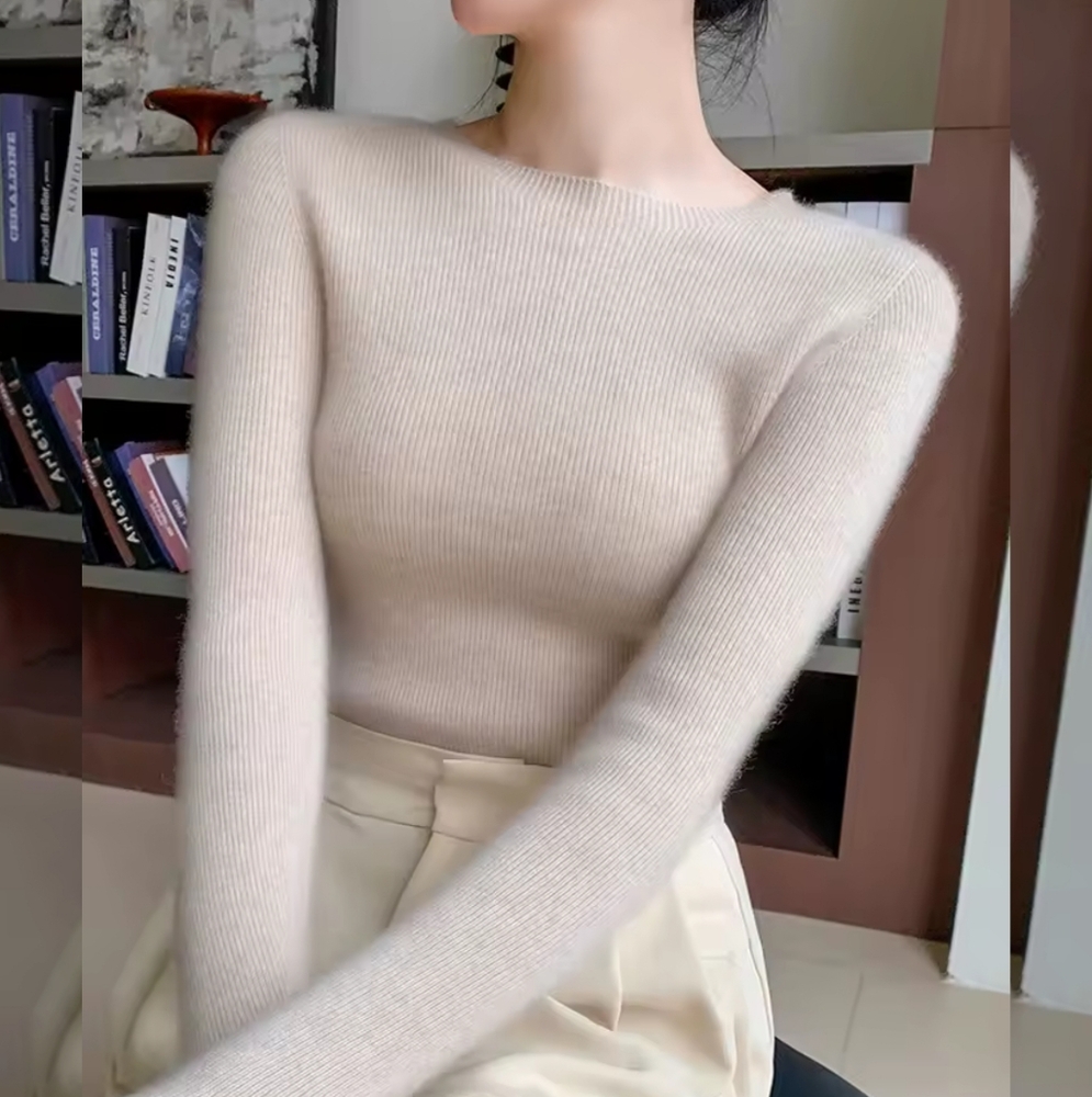 100% Merino Wool Knitwear Basic Bottom Sweater - Picture 4 of 8